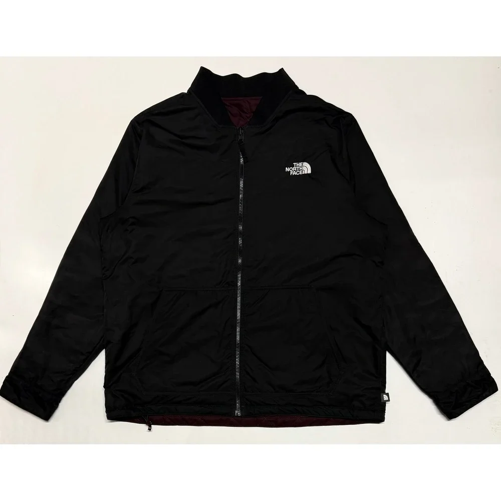 The North Face Jynx Reversible Bomber Jacket Mens XL Maroon Black Quilted Zip